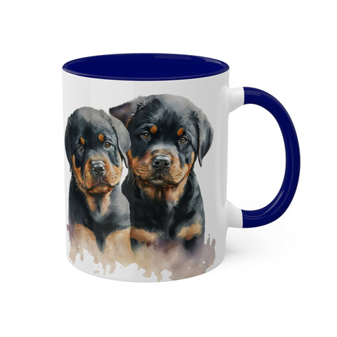 Rottweiler Pupies - Color Accent Mugs, 11oz